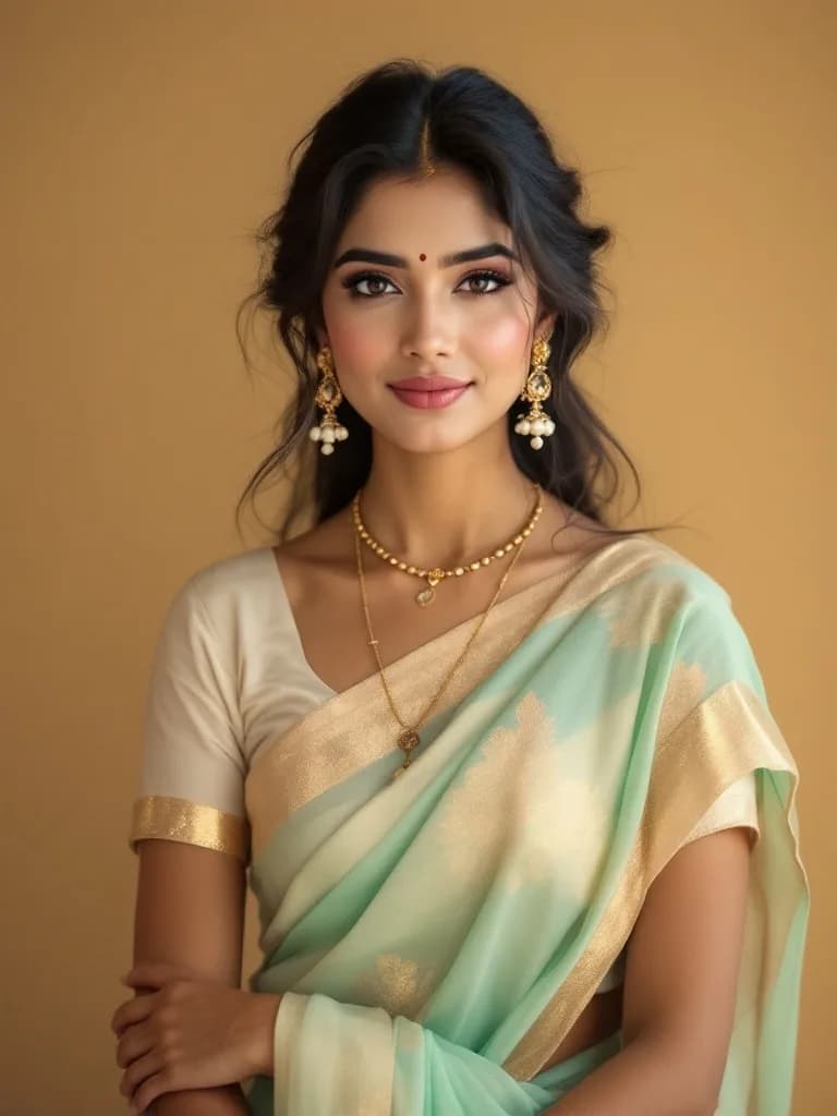 Traditional saree portrait generated from selfies