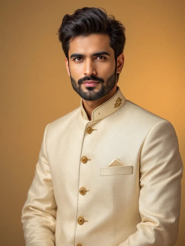 Traditional sherwani portrait generated from selfies